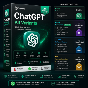 ChatGPT Premium Accounts in Nepal – All Plans Available | Instant Delivery