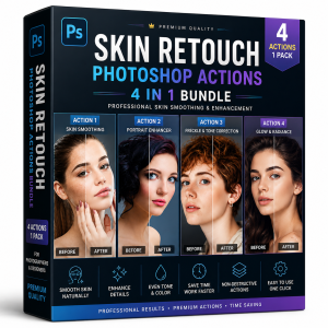 Skin Retouch Photoshop Actions – 4 in 1 Professional Retouch Bundle for Photoshop