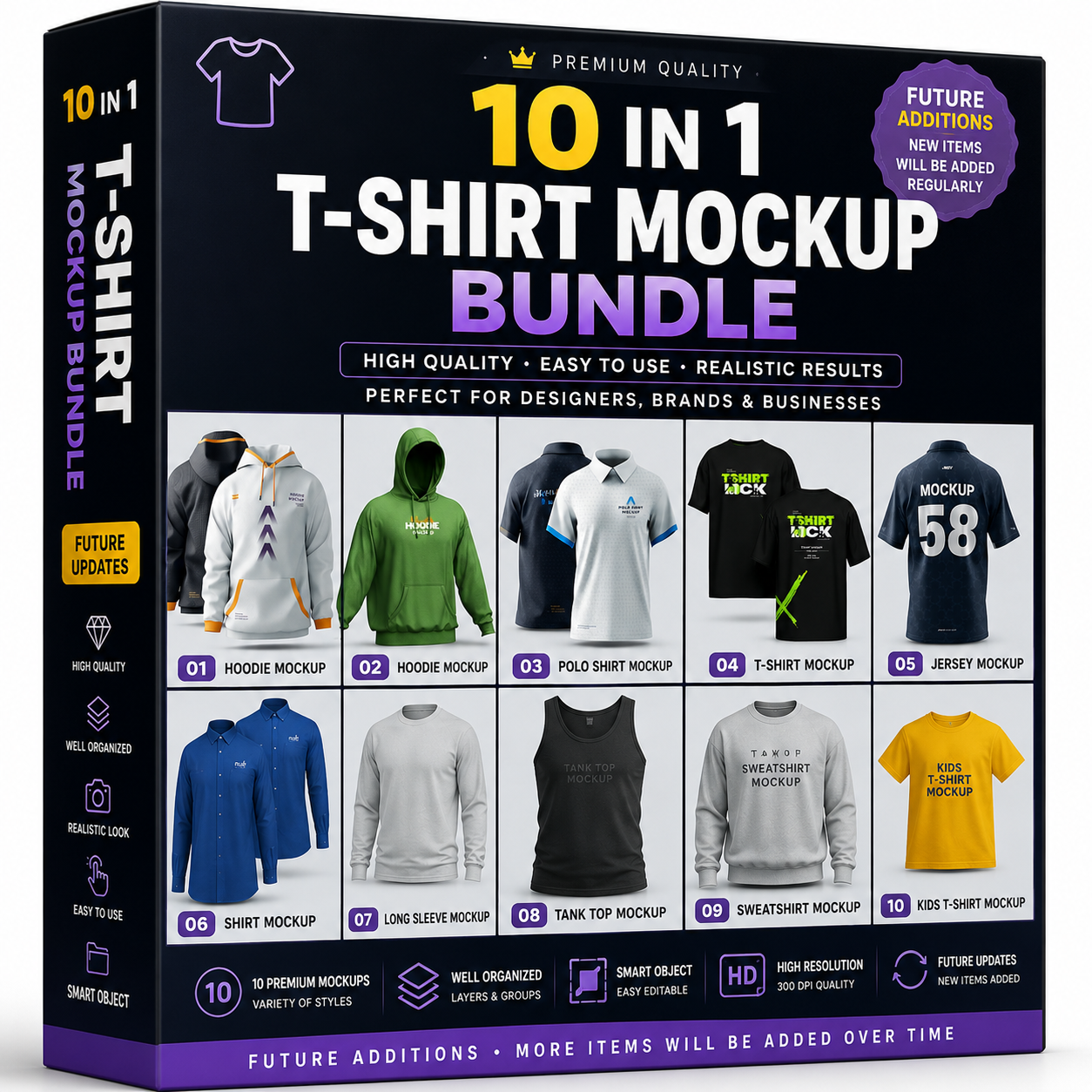 10 in 1 T-Shirt Mockup Bundle – Premium Apparel Mockup Collection for Branding & Presentation